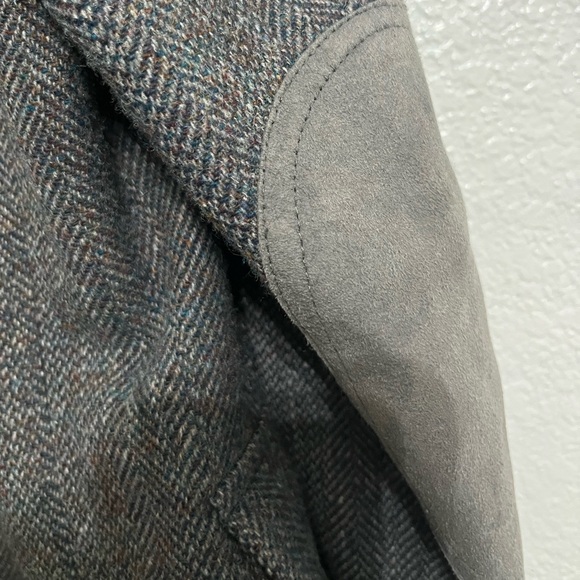 Pendleton Mens 44 Speckled Gray Tweed Wool Suede Elbow Patch single breasted - Picture 13 of 16